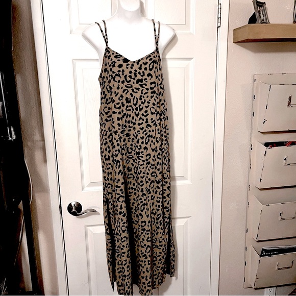 Aerie Leopard Print Spaghetti Strap Maxi Sun Dress NWT Sz S - Picture 1 of 9